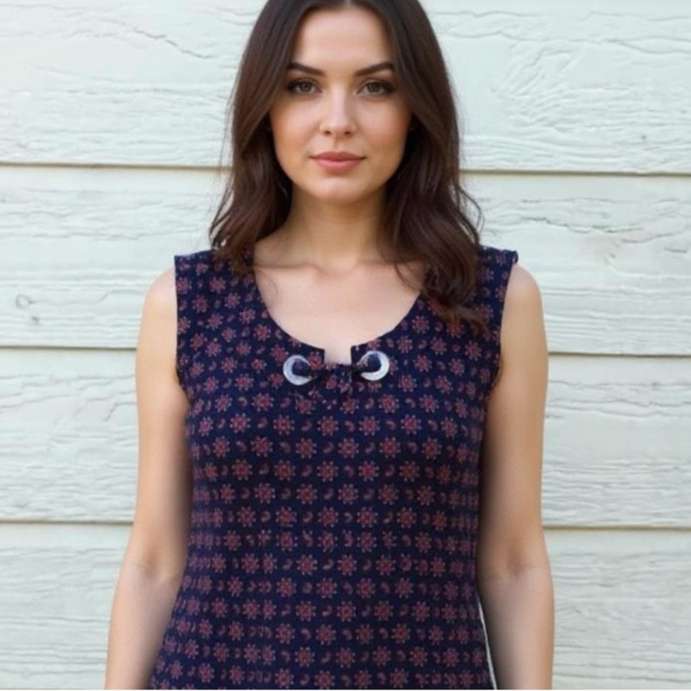 Tommy Hilfiger Navy and Red Paisley Tank Top